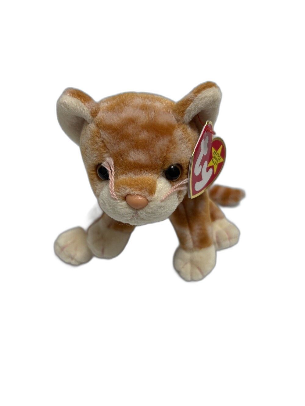 TY Beanie Baby - AMBER the Gold Tabby Cat (7.5 inch) - MWMTs Stuffed Animal Toy